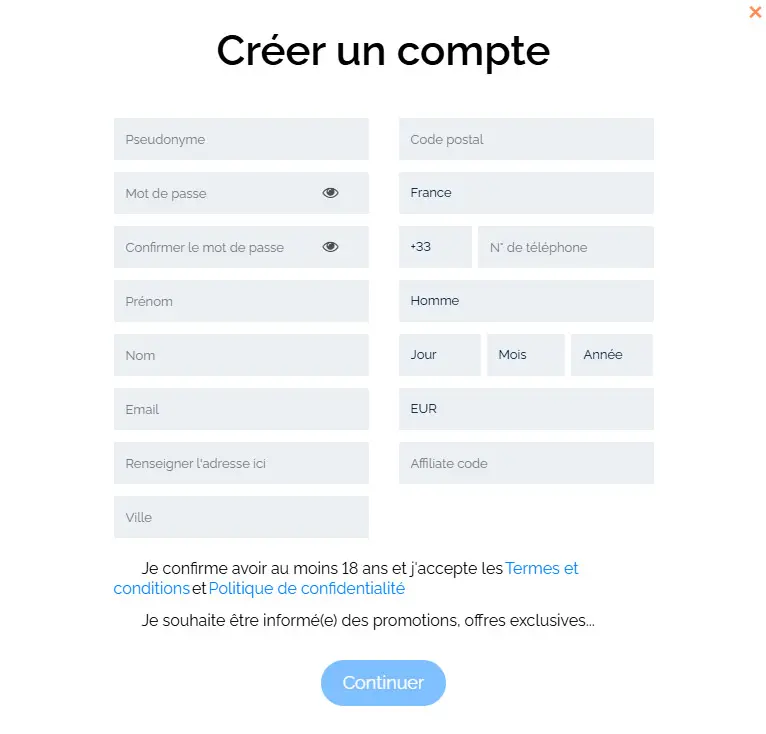 Odds96 Casino registration process